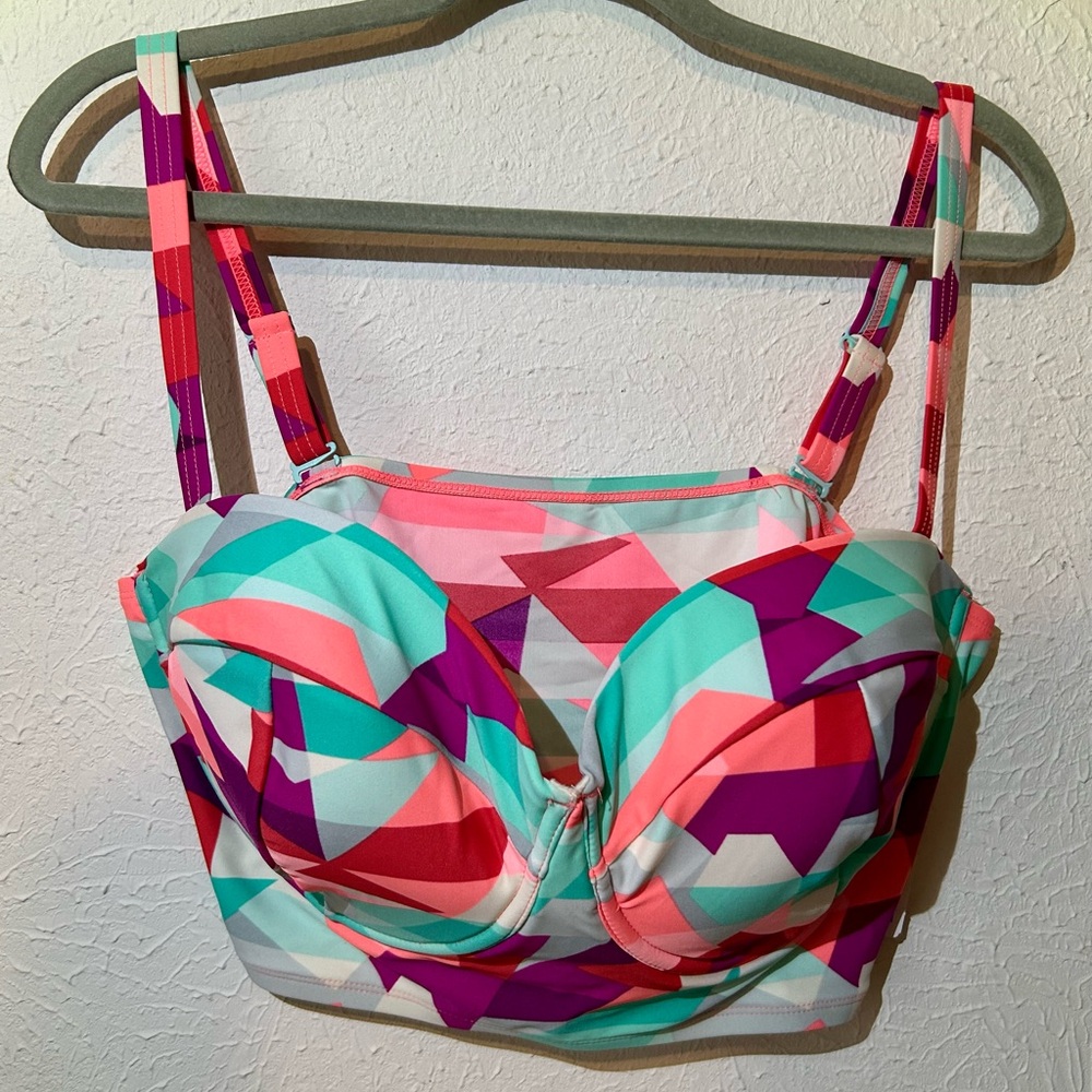Forever21plus Colorful Geometric Print Bustier swim Top